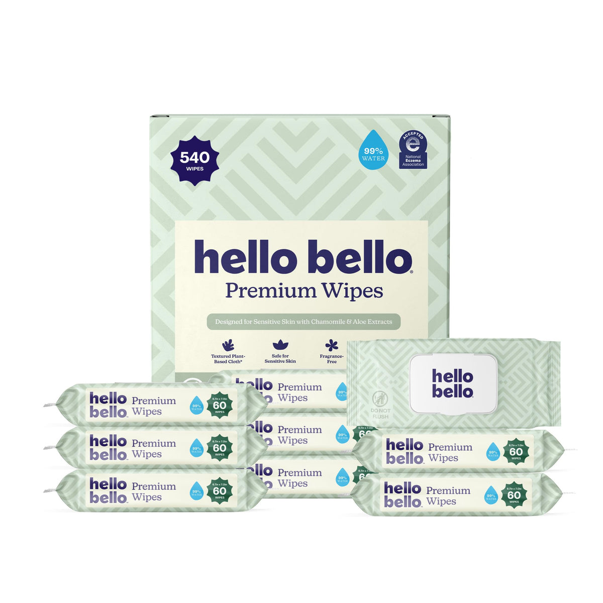 Hello Bello Baby Wipes, Fragrance-Free, 18 Resealable Packets = 1080ct