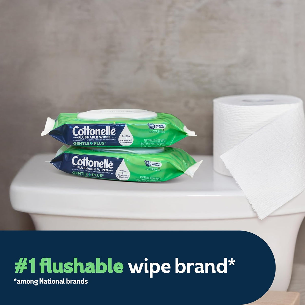 Cottonelle GentlePlus Flushable Wipes, 16 Packs, 42 Wipes per Pack