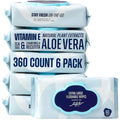 RPE Life Flushable Wet Wipes - 6 Portable Travel Size Packs (60 Ct) - Unscented Extra-Large Body & Hand Tissue with Vitamin E & Aloe - For Adults, Kids & Children - Perfect for On-the-Go & Outdoor Use