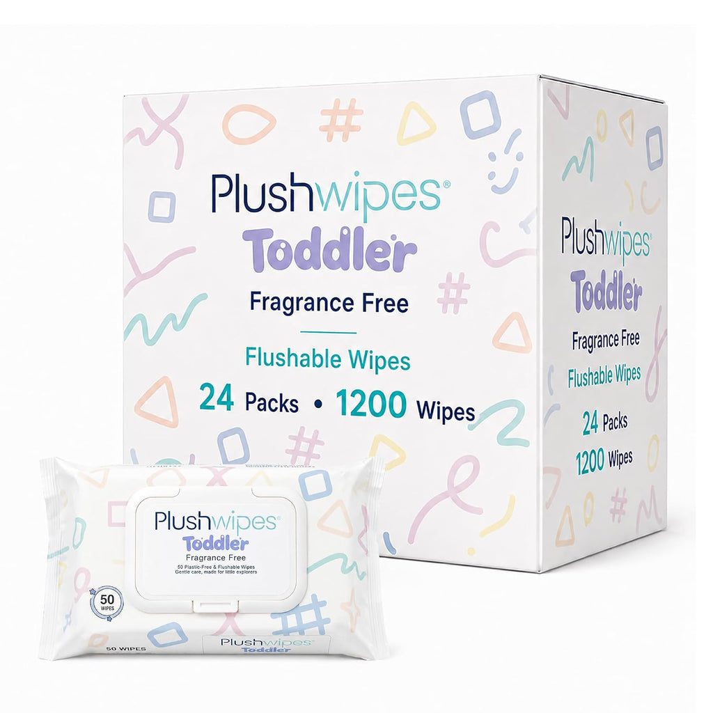 Toddler Flushable Wet Wipes, Fragrance-Free, 1200 Count (24-Pack)