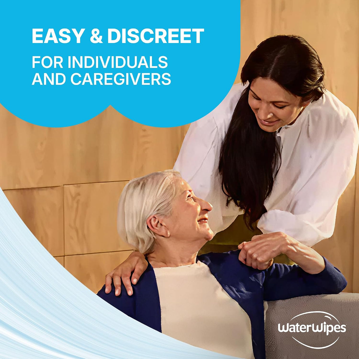 WaterWipes Sensitive Whole Body Cleansing Wipes, 99.9% Purified Water, XL Textured Wipes, Incontinence Care, Fragrance Free, 90 Count