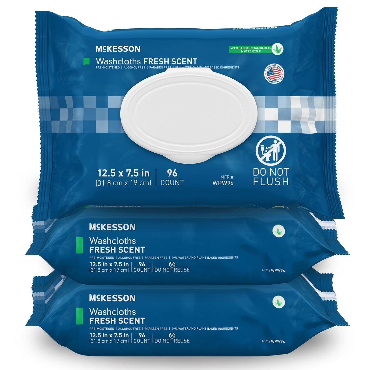 McKesson Disposable Wipe 12 Pack, 600 Washcloths - Large Adult Body and Incontinence Washcloths with Aloe and Vitamin E, Alcohol-Free, 50 Wipes Per Pack