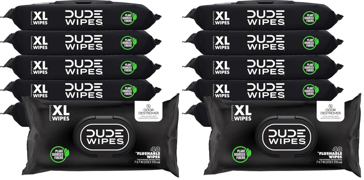 DUDE Wipes Shea BUTTer Adult Flushable Wet Wipes, Moisturizing, 144 Count