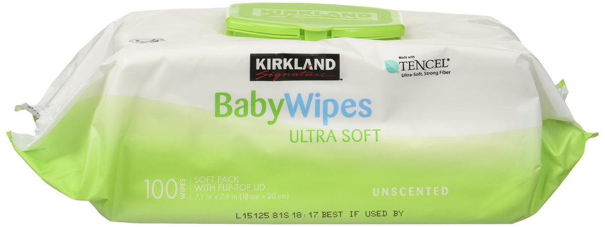 Kirkland Signature Baby Wipes, Ultra-Soft, Unscented, 100 Count Wipes Pack of 6