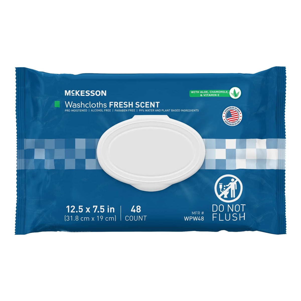 McKesson Disposable Wipe 12 Pack, 600 Washcloths - Large Adult Body and Incontinence Washcloths with Aloe and Vitamin E, Alcohol-Free, 50 Wipes Per Pack
