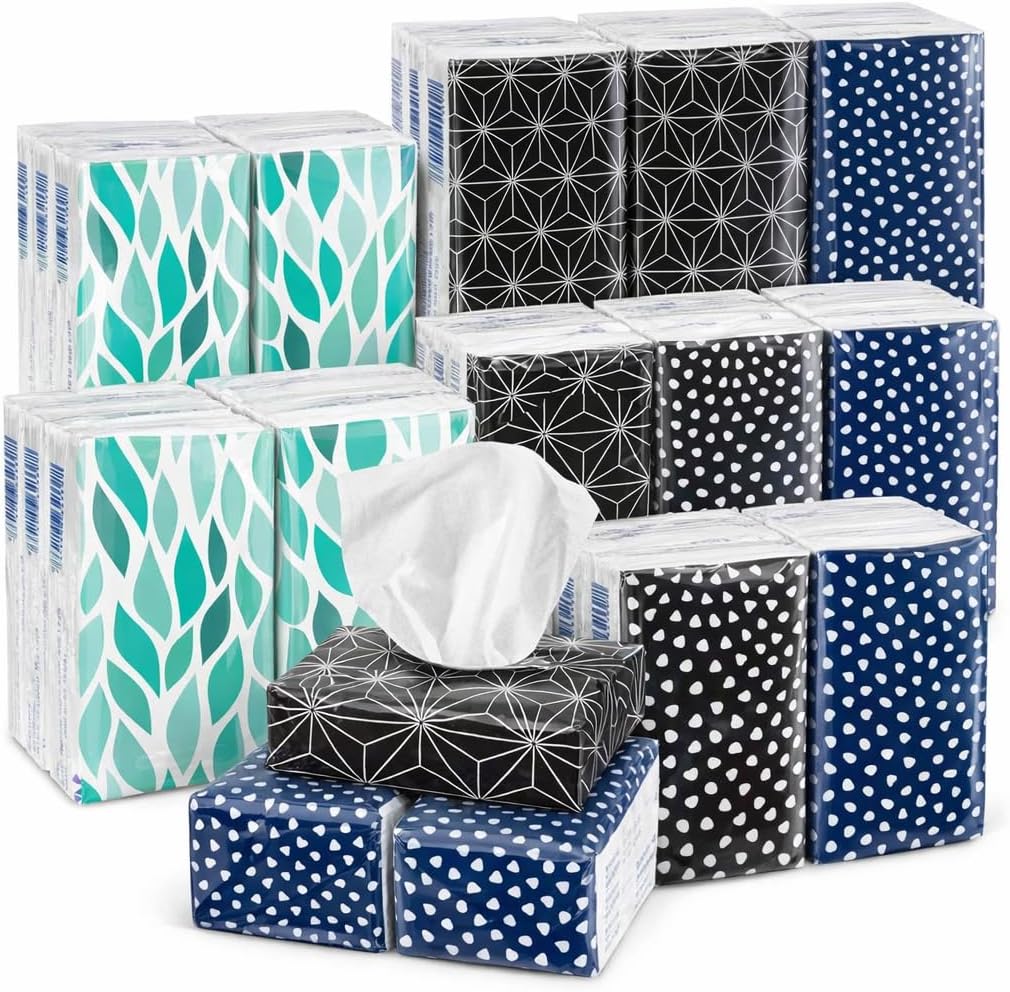 Pocket Facial Tissues - 32 Pack, 3-Ply Slim Portable Packs, 10 Sheets Each, Soft & Hygienic for Travel, Office, Hotels, Healthcare, Convenience