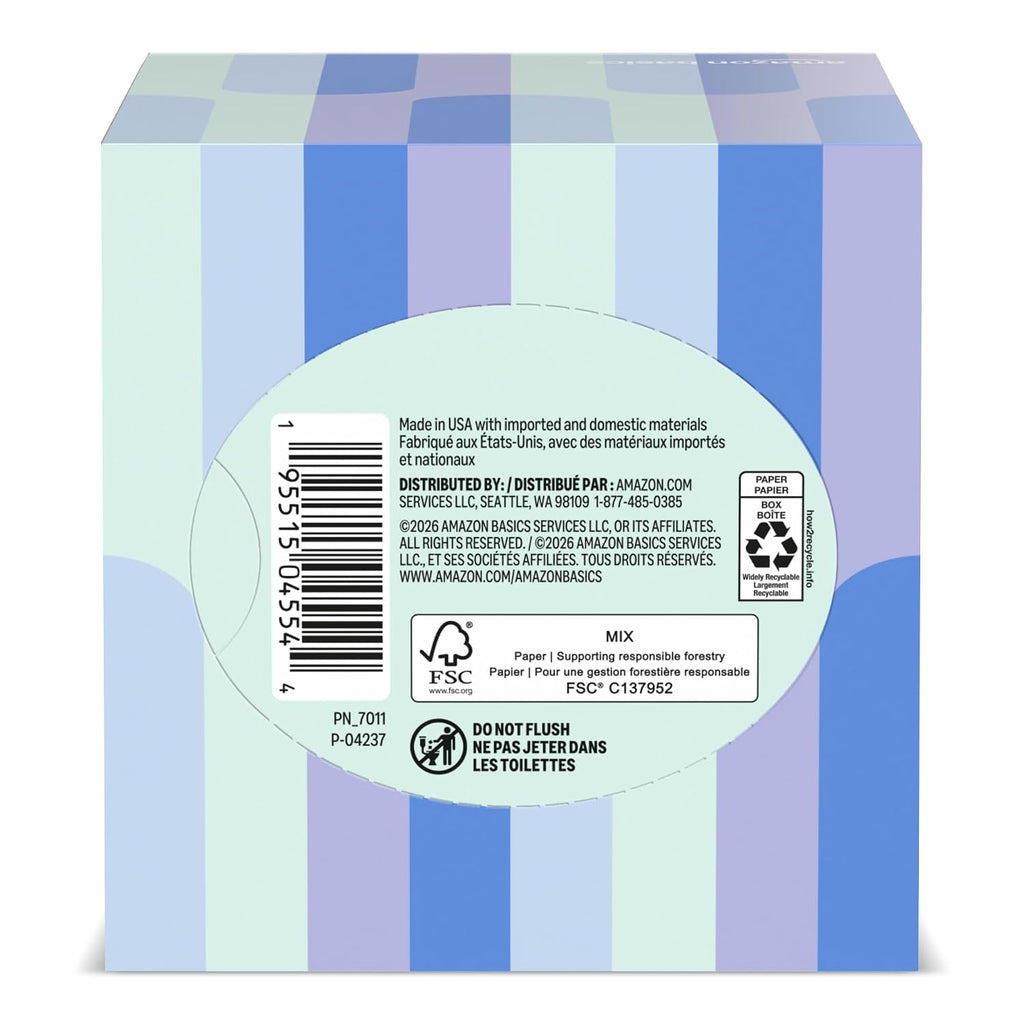 Amazon Basics Ultra-Soft 3-Ply Premium Facial Tissues, 66 Count (Pack of 12) (Previously Presto!)