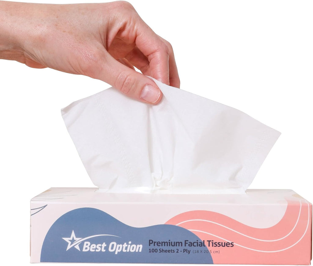 Soft 2-Ply Facial Tissue, White, 100-Count Box | Professional, Gentle and Durable | Great for Bathroom, Office, Business, School (1,200 Tissues, Bulk Pack of 12-Boxes)