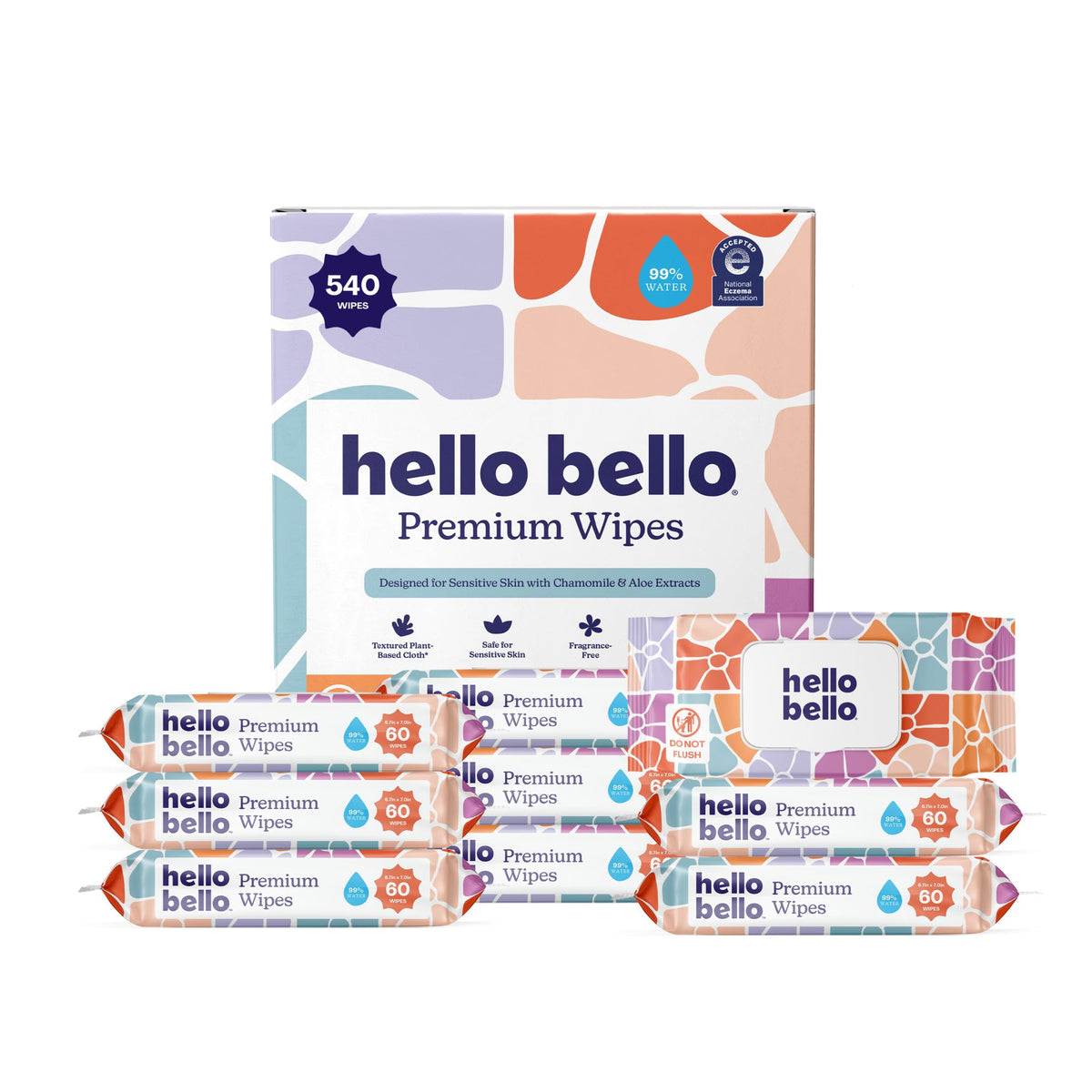 Hello Bello Baby Wipes, Fragrance-Free, 18 Resealable Packets = 1080ct