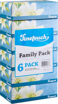 Finetouch Facial Tissues Boxes Bulk, Soft 2-Ply, 130 Sheets, 6 Pack