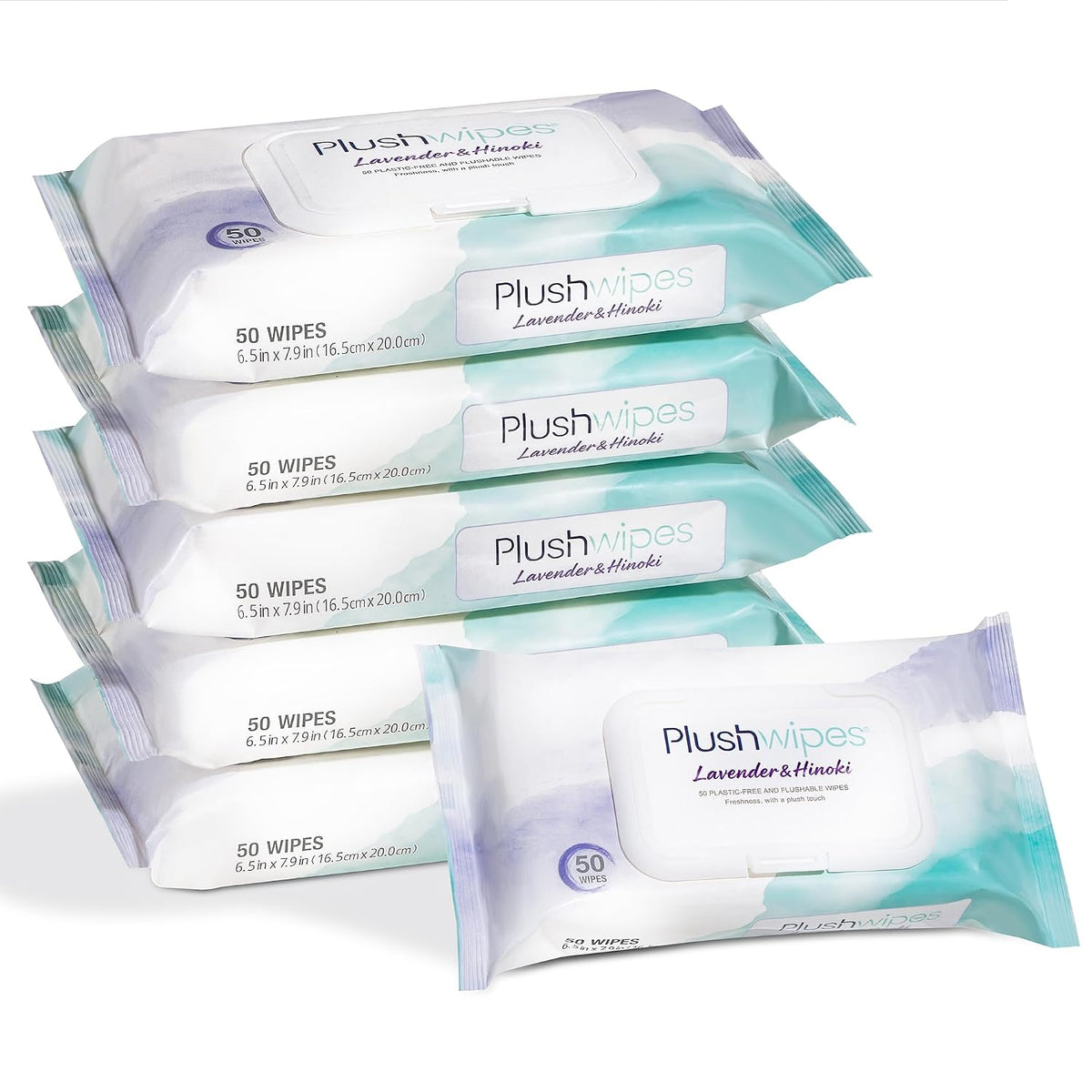 Flushable Wipes, 6 Packs, 300 XL Wipes, Lavender & Hinoki