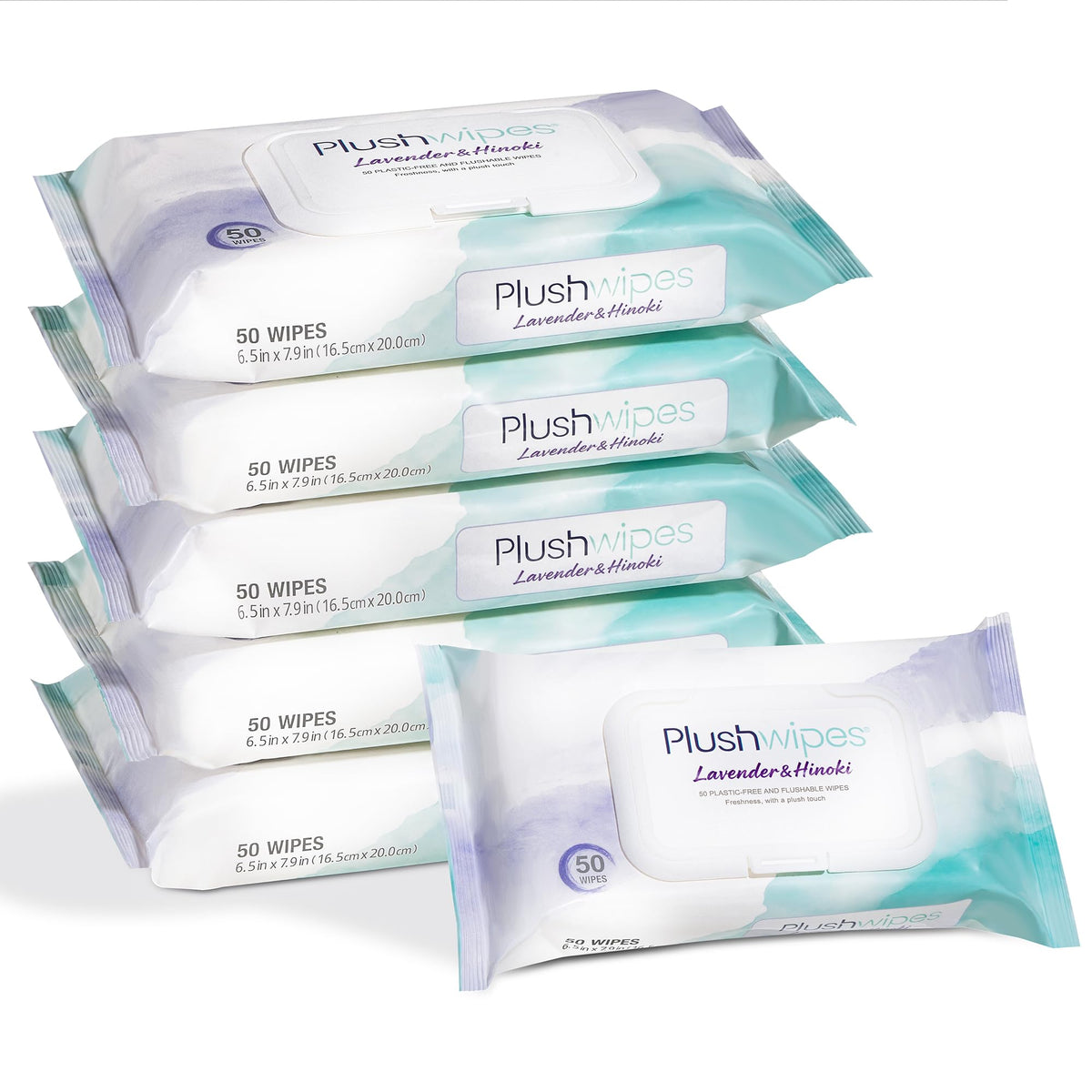Flushable Wipes, 6 Packs, 300 XL Wipes, Lavender & Hinoki