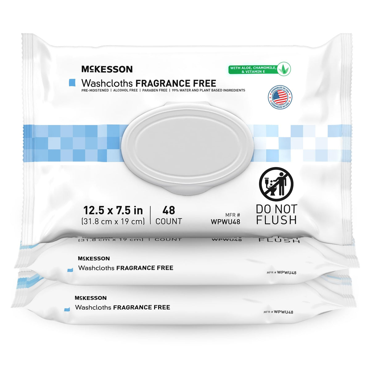 McKesson Disposable Wipe 12 Pack, 600 Washcloths - Large Adult Body and Incontinence Washcloths with Aloe and Vitamin E, Alcohol-Free, 50 Wipes Per Pack