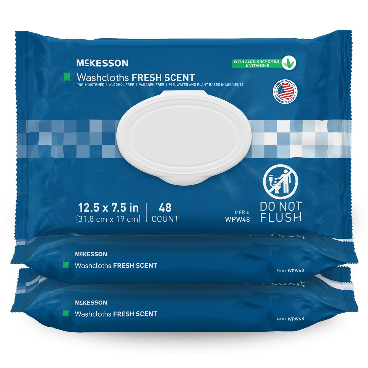 McKesson Disposable Wipe 12 Pack, 600 Washcloths - Large Adult Body and Incontinence Washcloths with Aloe and Vitamin E, Alcohol-Free, 50 Wipes Per Pack