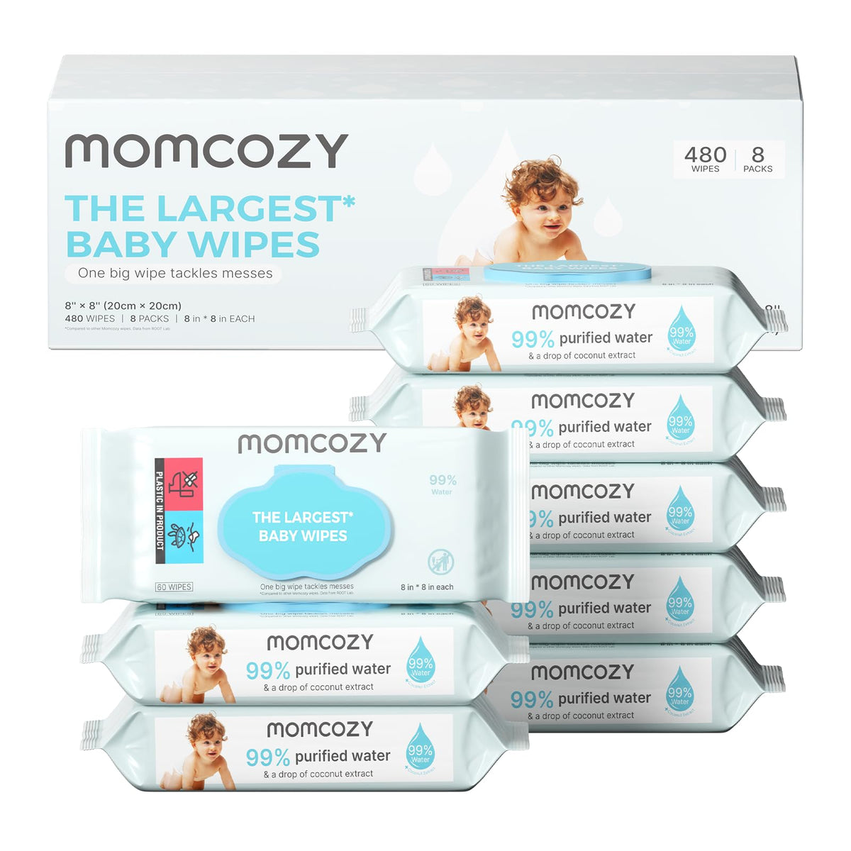 Momcozy Baby Wipes, Unscented & Hypoallergenic, Gentle for Sensitive Skin