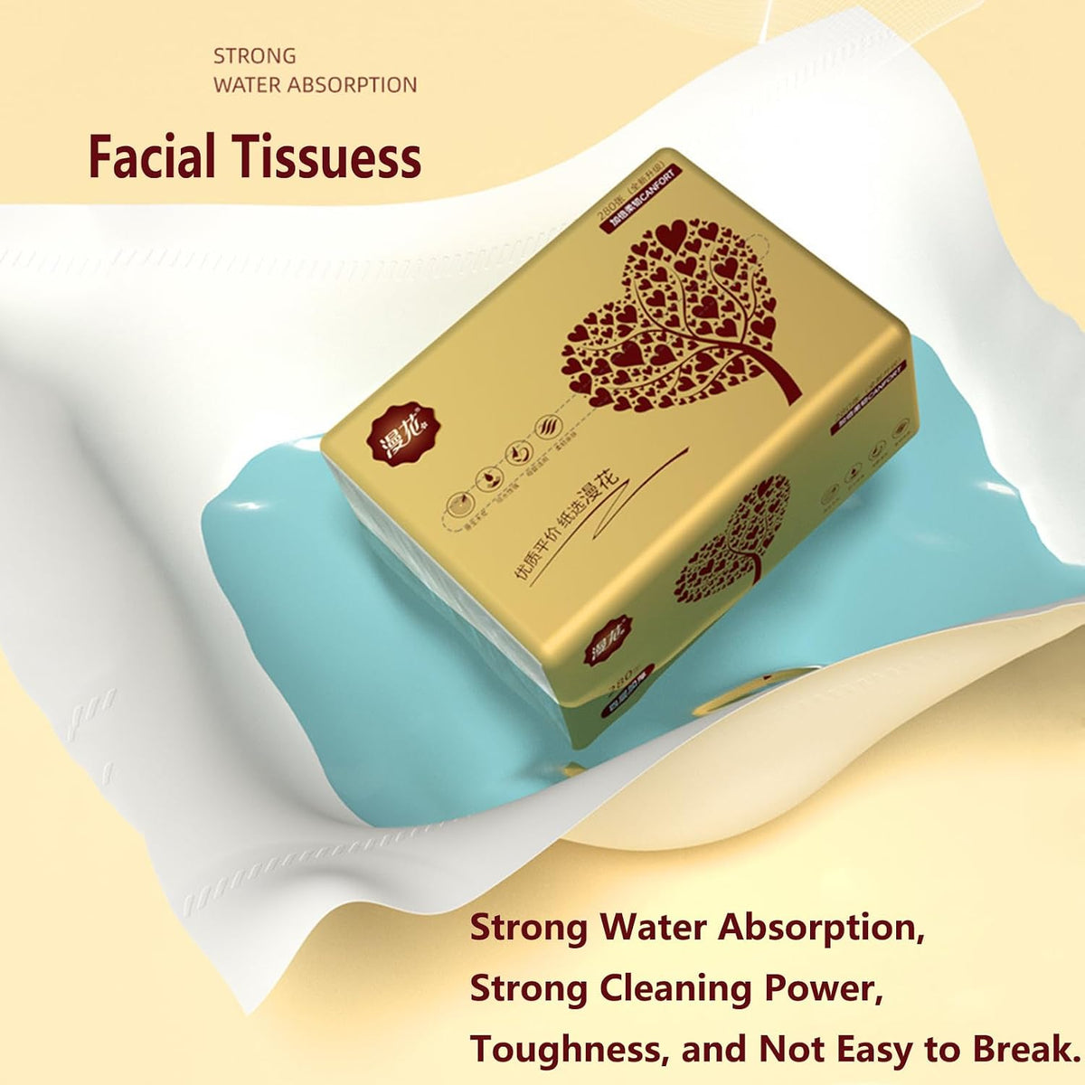 10 Packs Soft Small Facial Tissue, Disposable Facial Napkin, Wood Pulp Fiber Material NOT COTTON, Facial Towel, White Facial Paper Tissue, 4-Ply, 10 Pack, 280 Sheets per Pack, 2800 Sheet In Total