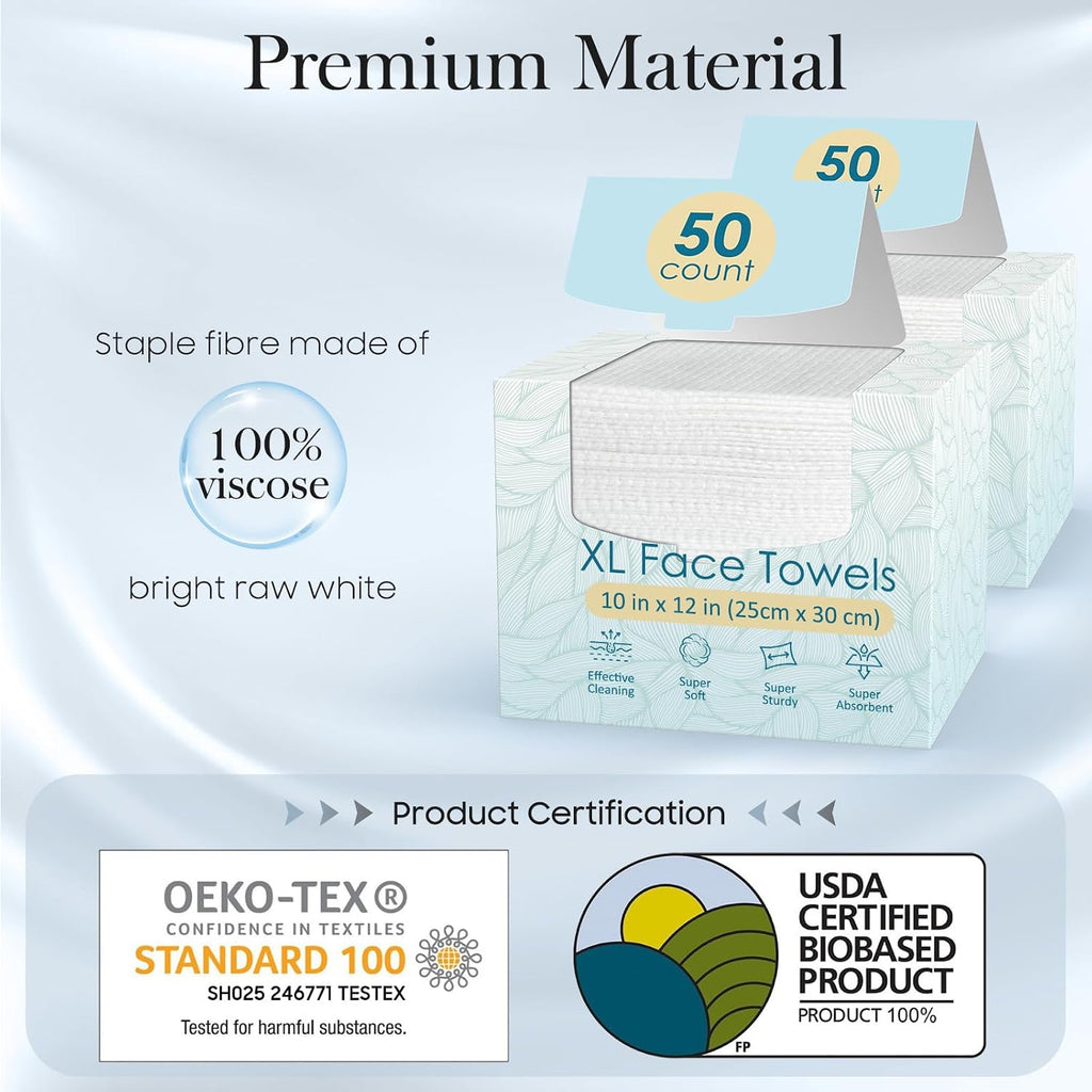 Fygrip 2 Pack of 50 count XL Disposable Face Towels 10” x 12”