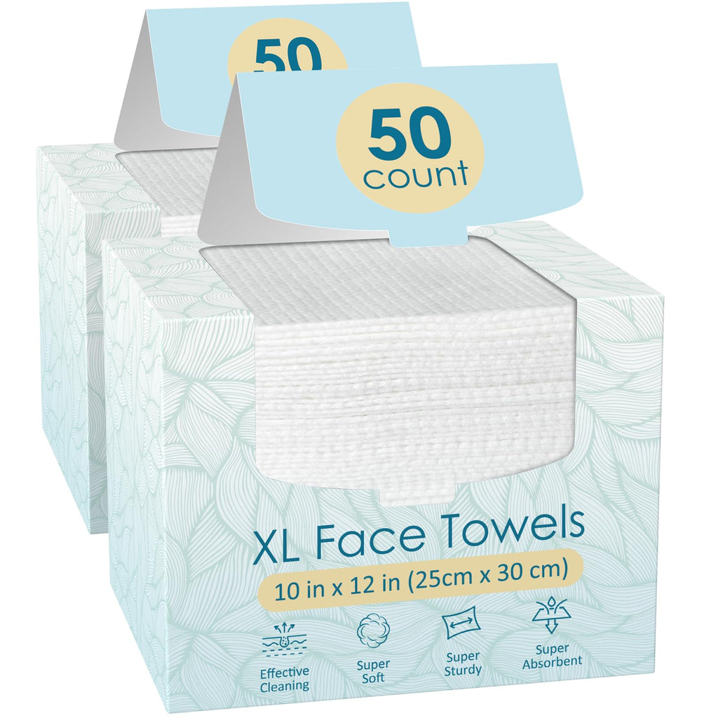 Fygrip 2 Pack of 50 count XL Disposable Face Towels 10” x 12”