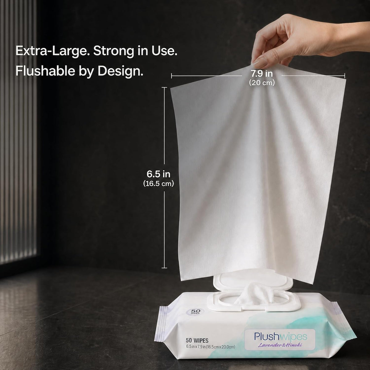 Flushable Wipes, 6 Packs, 300 XL Wipes, Lavender & Hinoki