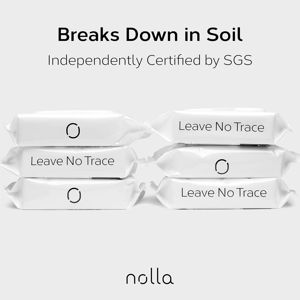 Nolla Flushable Wipes, 100% Plant-Based, Plastic-Free and Biodegradable - For Adults and Kids - Unscented + Soothing Aloe and Vitamin E 360 Count (6 Packs of 60)