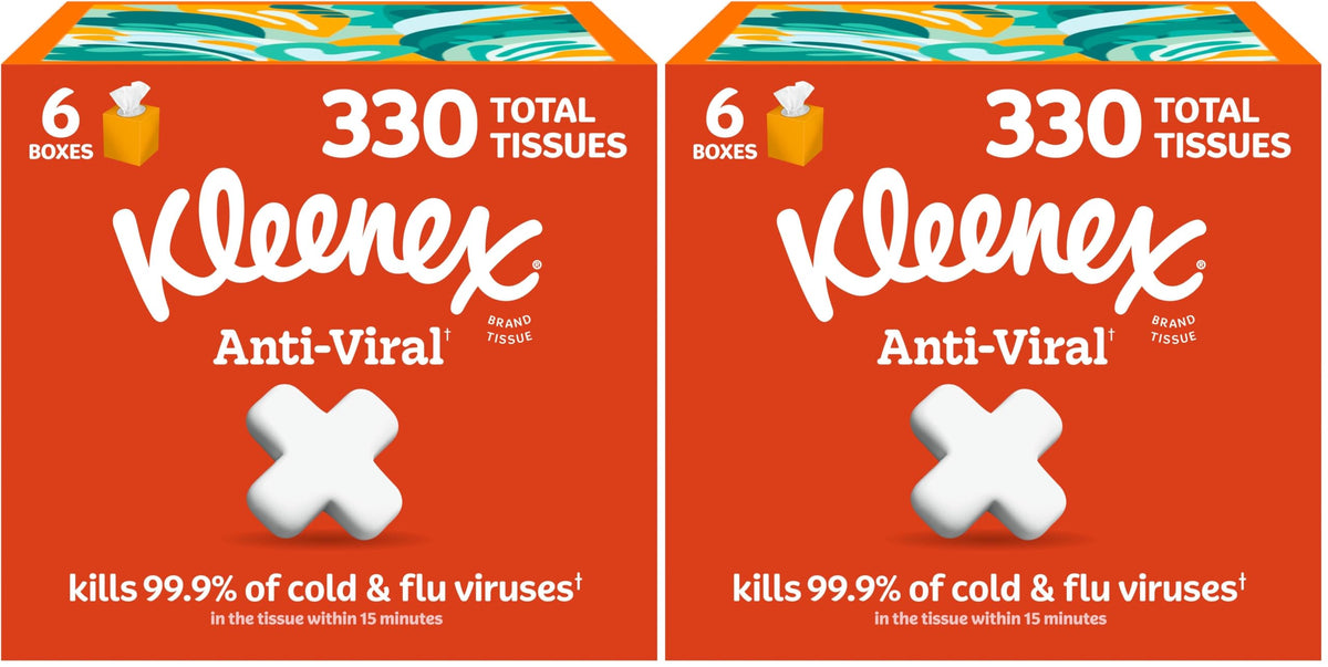 Kleenex Anti-Viral Facial Tissues, 6 Cube Boxes, 55 Tissues per Box