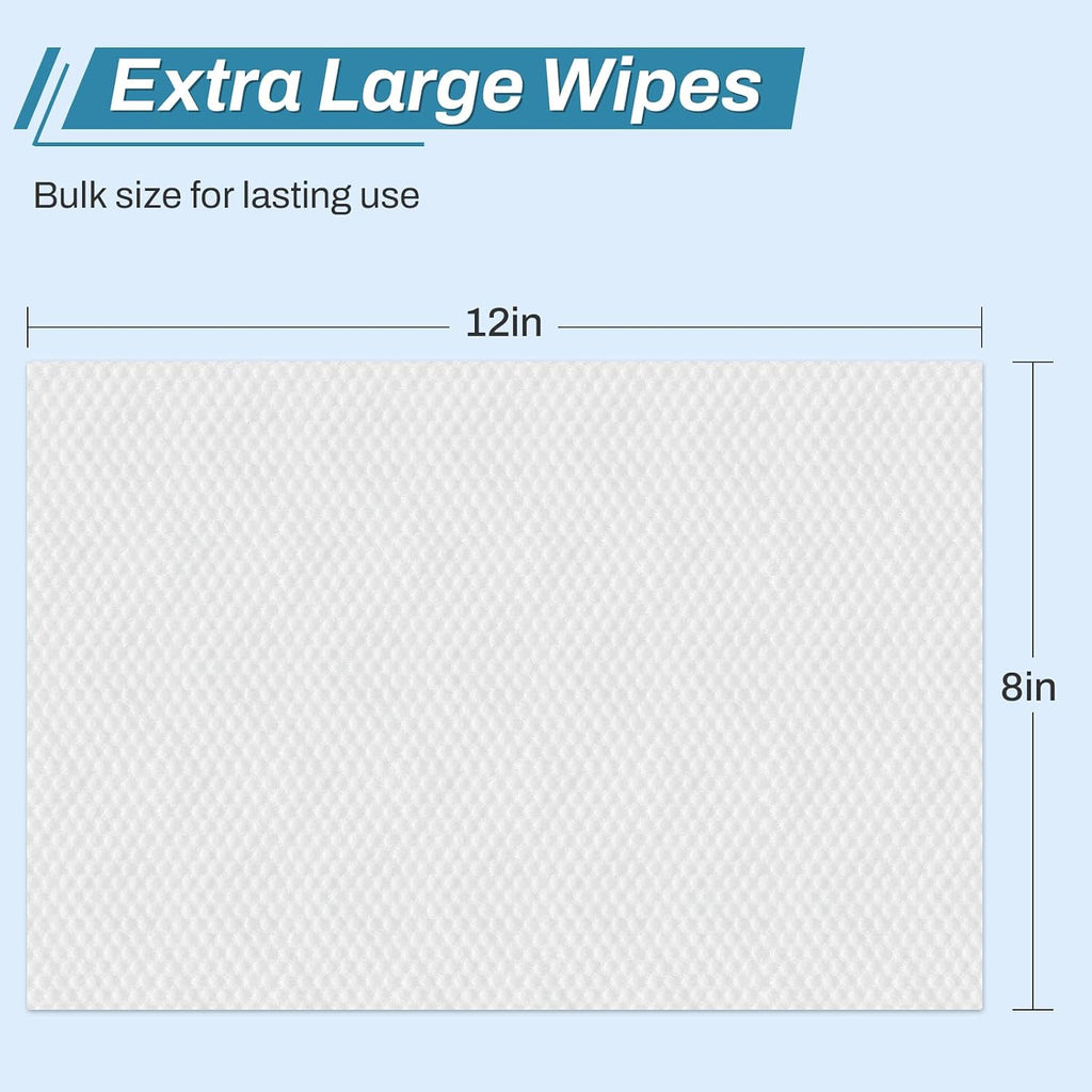 720 Count (12 Packs of 60) Wipes for Adults, 8" x 12" Extra Large Wet Wipes for Incontinence & Cleansing, Disposable Body Shower & Bath Wipes for Elderly Bathing No-Rinse - Vitamin E & Aloe
