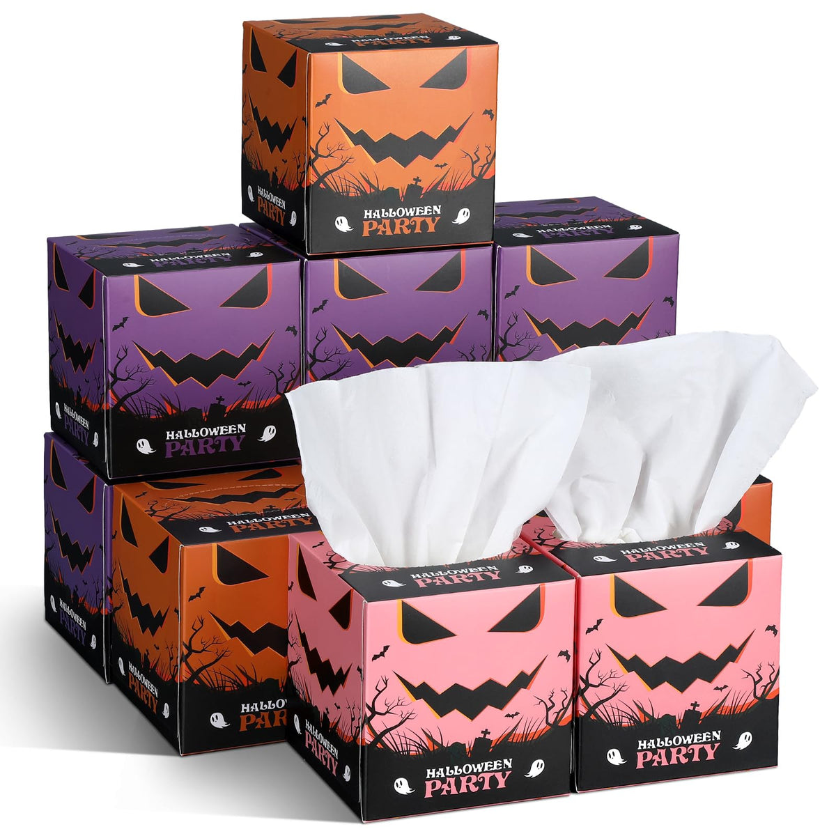 Fourluoo 12 Pack Fall Floral Facial Tissue Cube Boxes, 600 Sheet 3 Ply