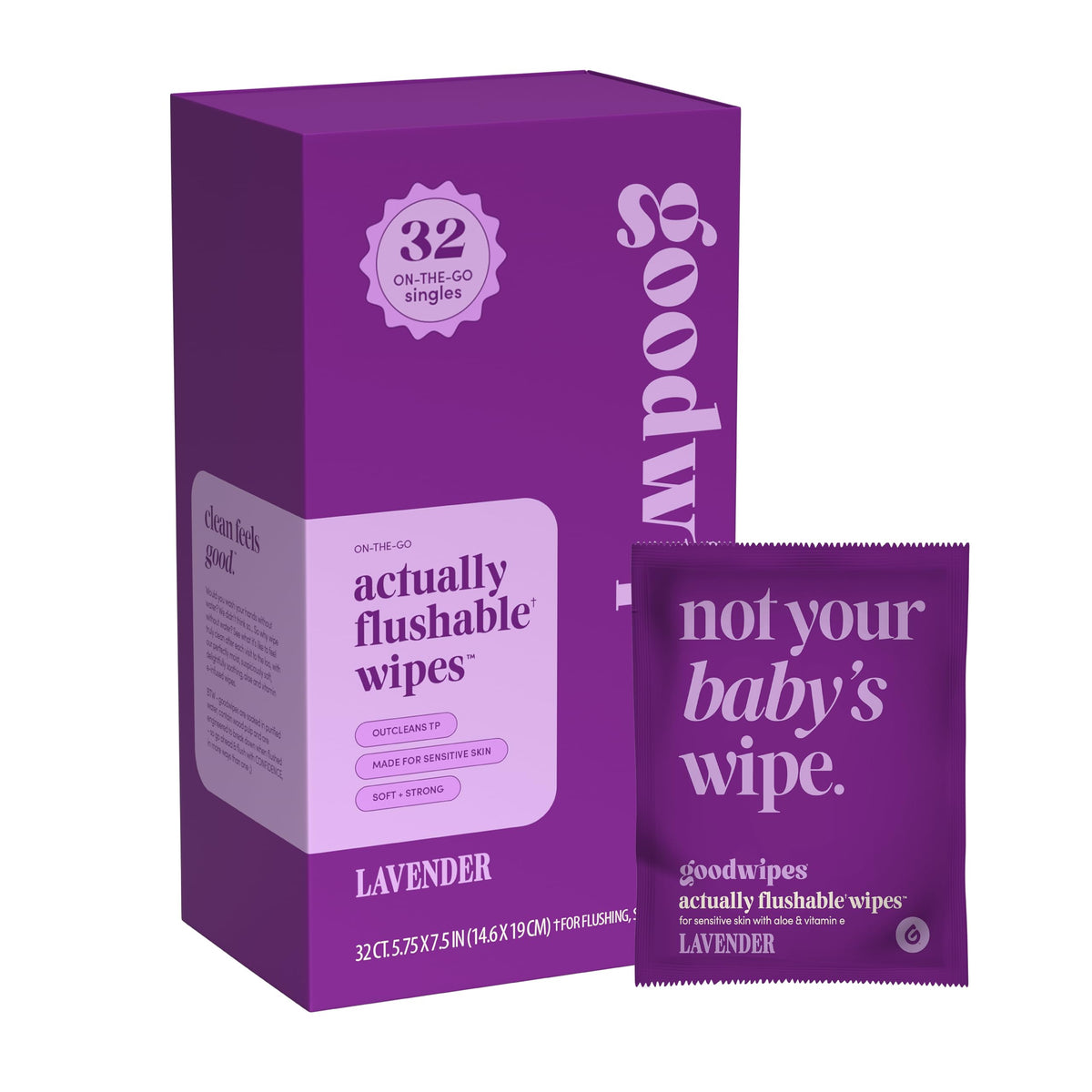 goodwipes Flushable Wipes for Women - Shea-Coco Individually Wrapped Travel Butt Wipes To Go, Mini Purse & Festival Essentials for Adults, pH Balanced for Feminine Hygiene, 32 Count (1 Pack)