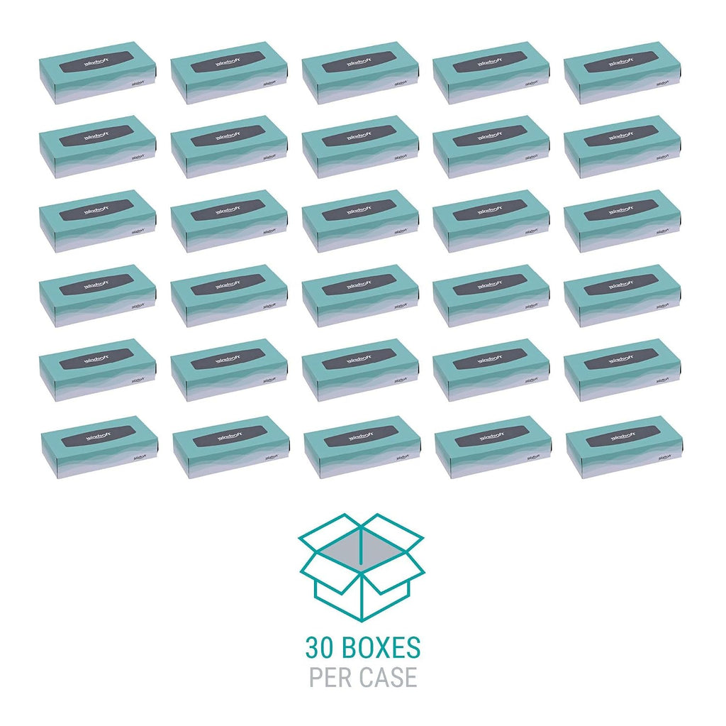 Windsoft 2360 Facial Tissue in Pop-Up Box, Box of 100 (Case of 30 Boxes)