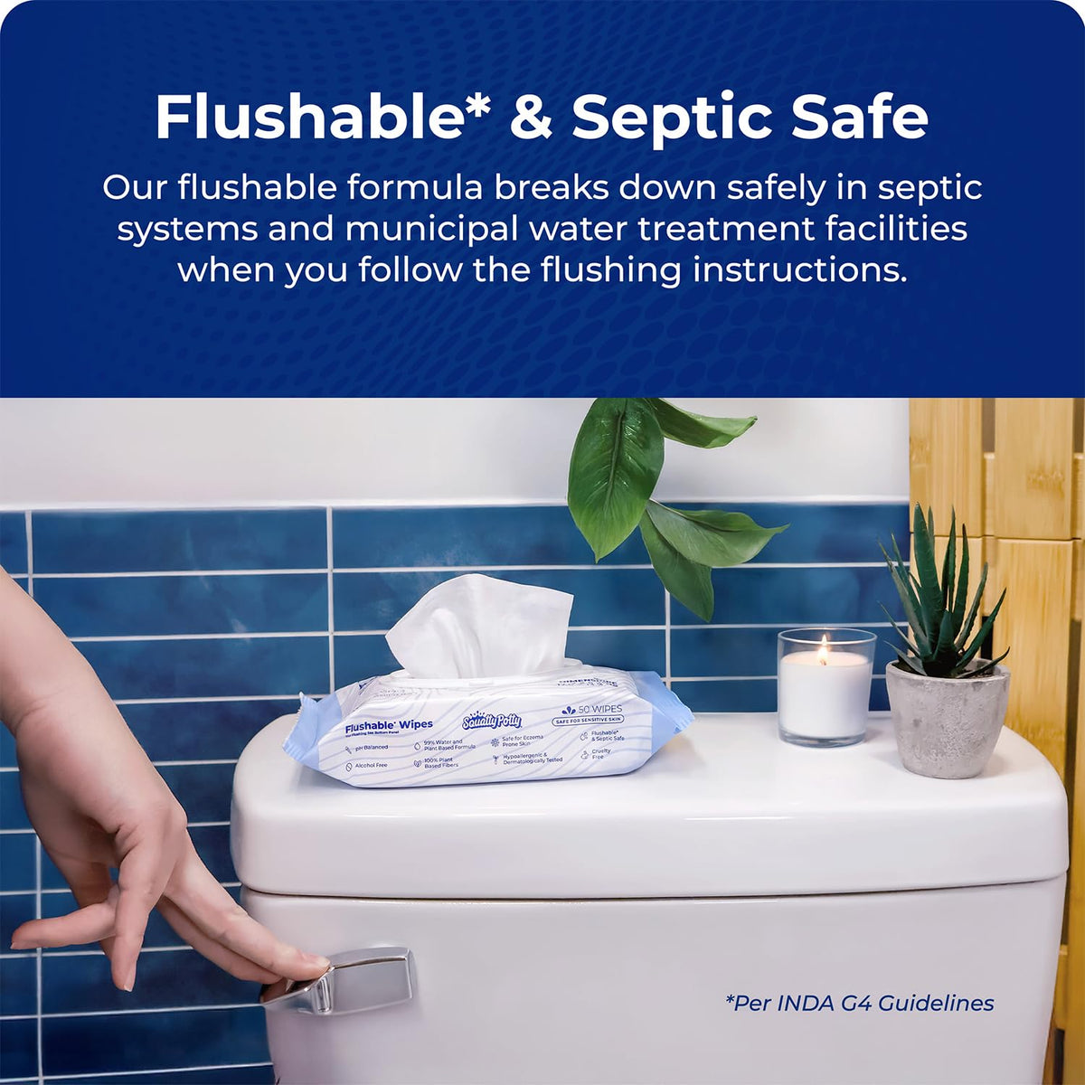 Squatty Potty Flushable Wipes - 3 Packs of 50 (150 Total Wet Wipes)