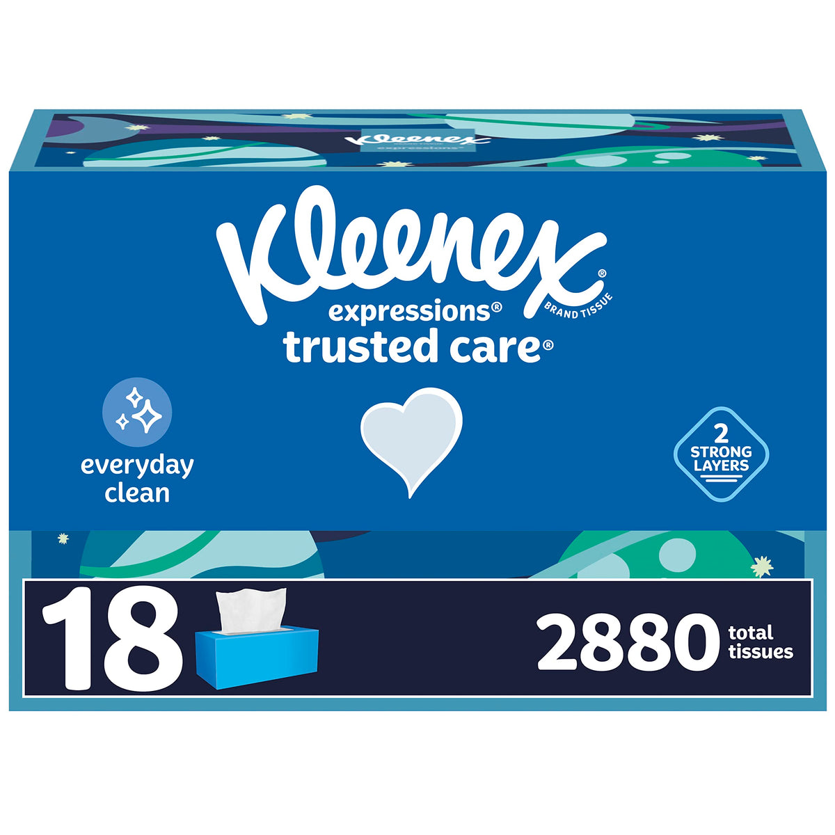 Kleenex Trusted Care Facial Tissues, 8 Flat Boxes, 200 Tissues per Box