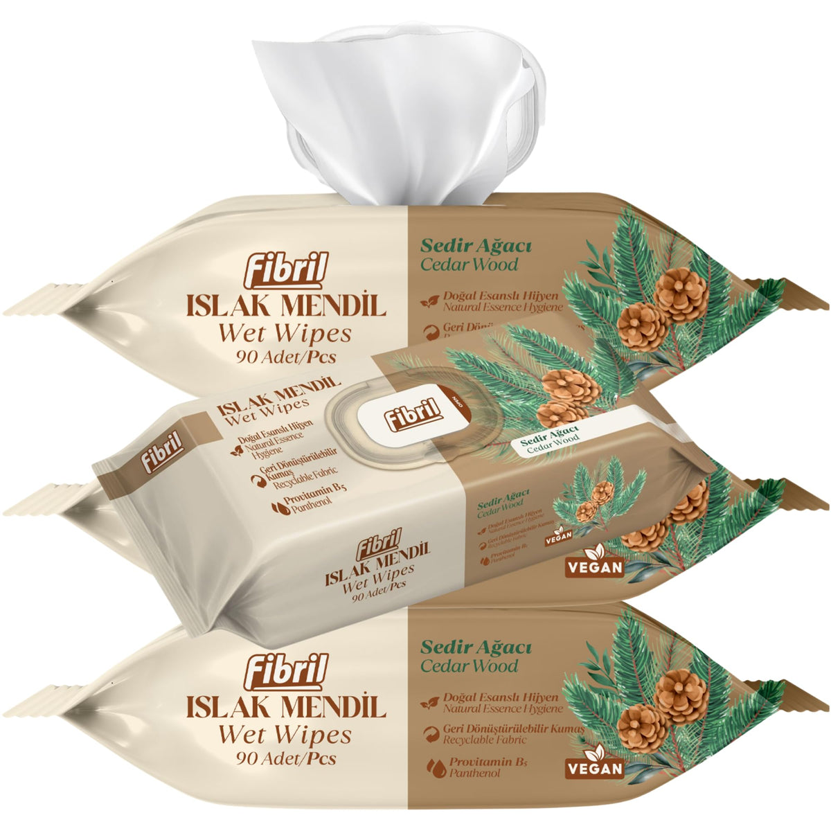 Fibril Multi-Purpose Wet Wipes – Gentle on Sensitive Skin, Paraben & Alcohol-Free, Resealable Flip-Top Lid | Daily Cleansing Wipes for Body, Hand & Face | Orange Blossom (1 Pack, 90 Count)
