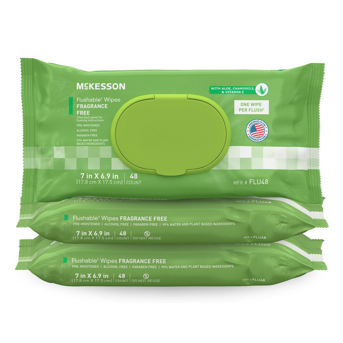 McKesson Flushable Adult Wet Wipes, Scented, 576 Wipes (12 Pack of 48)