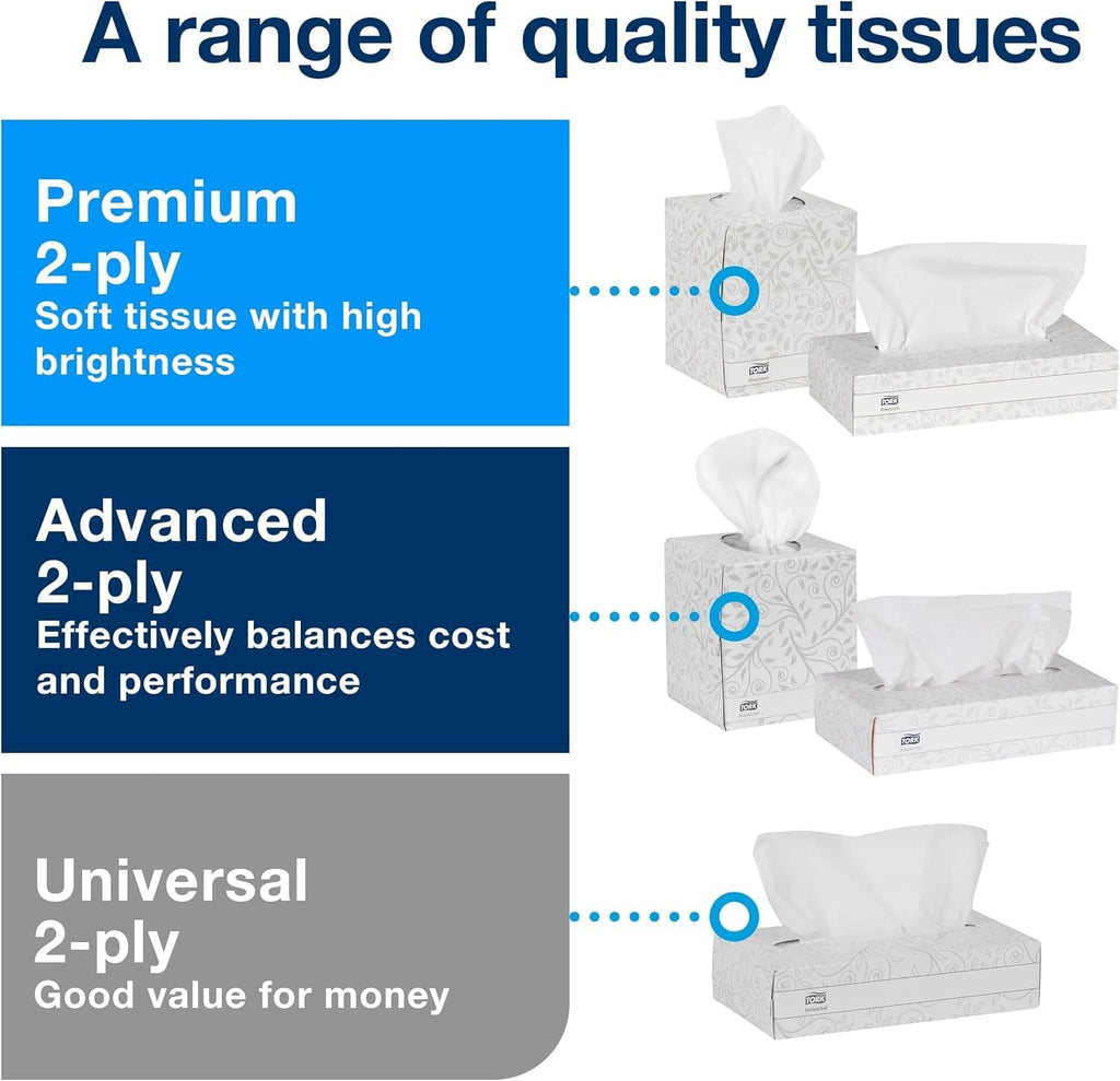 Tork Advanced Facial Tissue White Soft, F1, 30 Boxes x 100 tissues, TF6810
