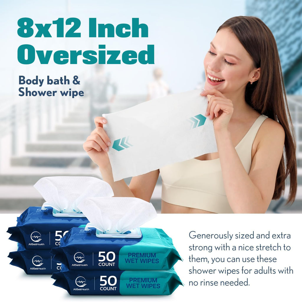 Body Wipes for Adults Bathing No Rinse - (200 Ct) - Adult Wipes for Elderly