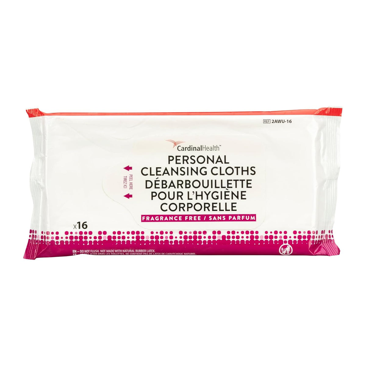 Cardinal Health Personal Cleansing Wipes, Fragrance Free, 9x13 Inch Adult Washcloths, Non-Flushable Disposable Bathing Wipes, Soft & Pre-Moistened, 96 Count (1 case of 6 Packs- Total of 576 eaches)