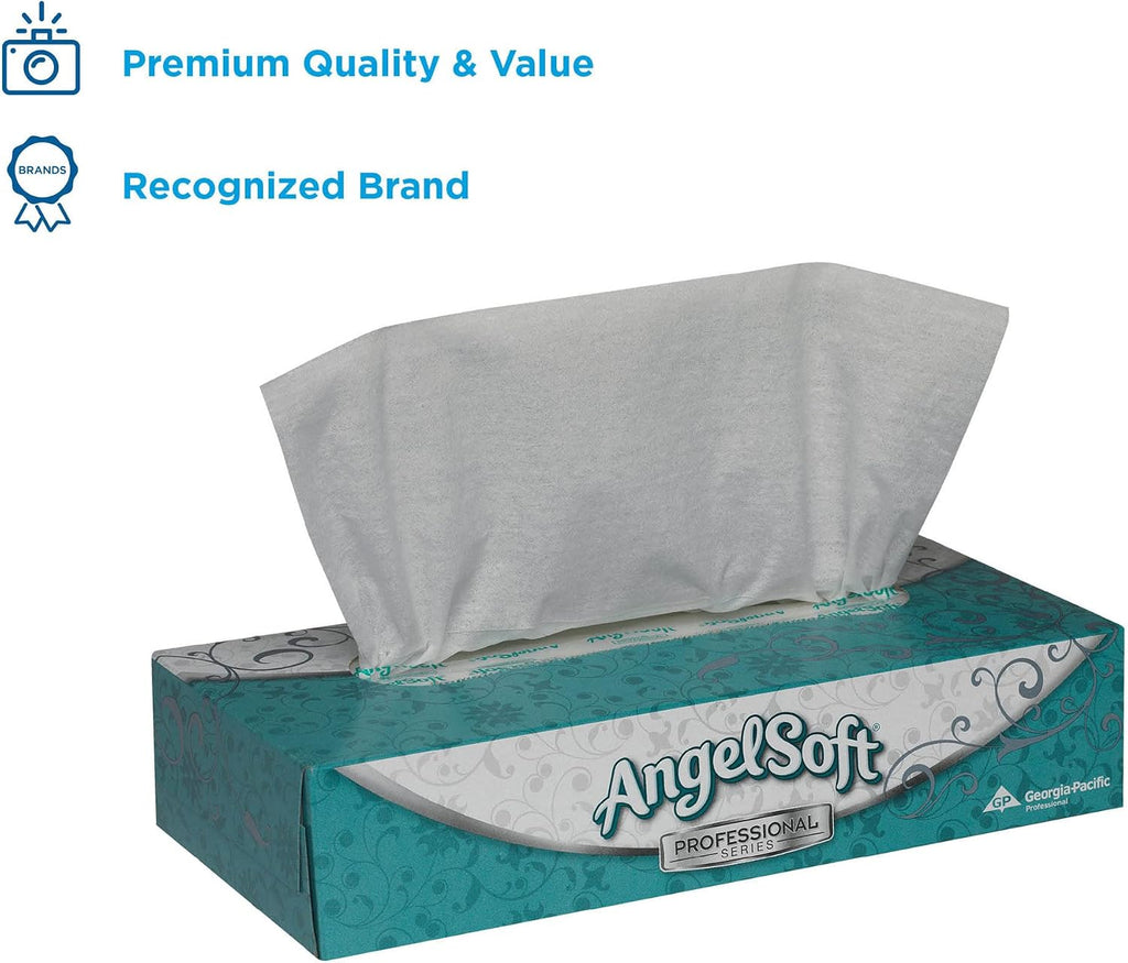 Angel Soft Professional Series 2-Ply Facial Tissue Flat Box 100 Count, 1 Flat Box