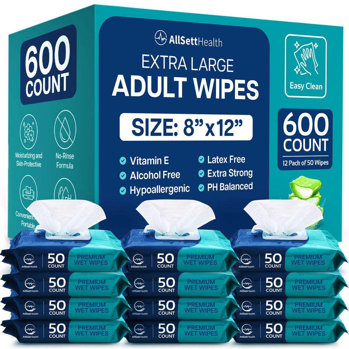 Body Wipes for Adults Bathing No Rinse - (200 Ct) - Adult Wipes for Elderly