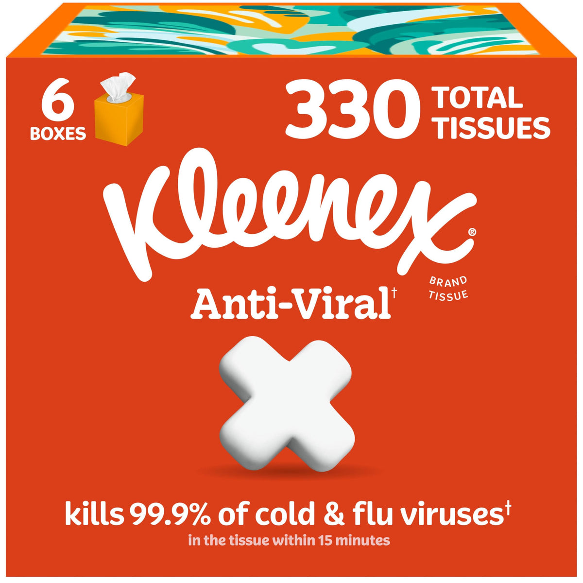 Kleenex Anti-Viral Facial Tissues, 6 Cube Boxes, 55 Tissues per Box