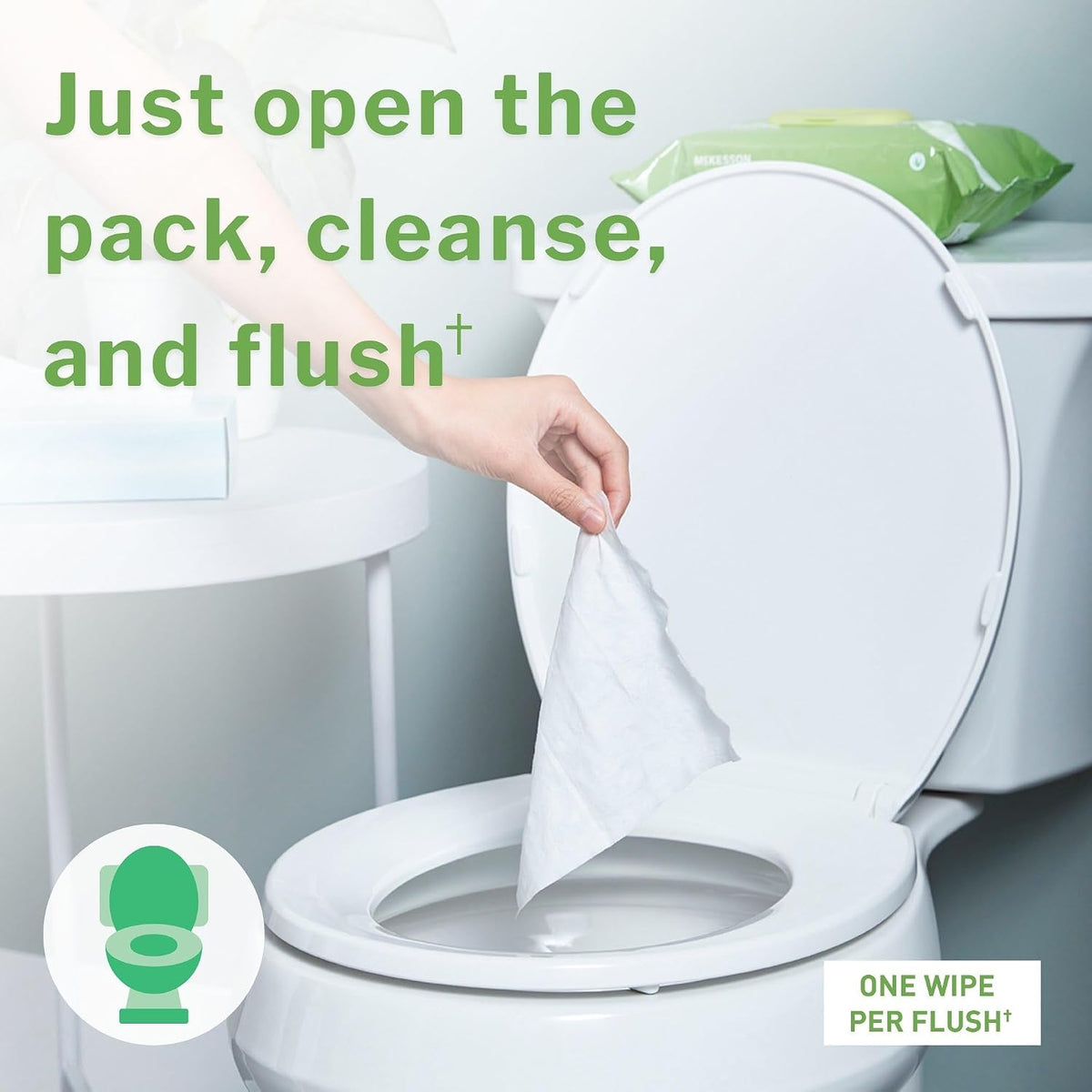 McKesson Flushable Adult Wet Wipes, Scented, 576 Wipes (12 Pack of 48)