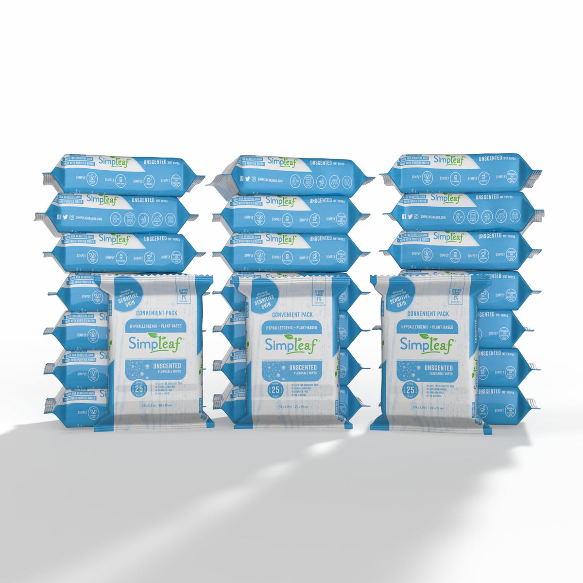 Simpleaf Flushable Wet Wipes Unscented | Plastic Free, Paraben & Alcohol Free | Hypoallergenic & Safe for Sensitive Skin | Soothing Aloe Formula | Adult Toilet Wipes (3 x 50 Counts Pack) 150 Counts