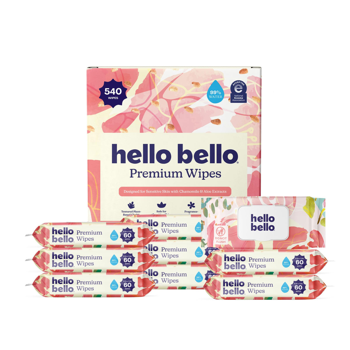 Hello Bello Baby Wipes, Fragrance-Free, 18 Resealable Packets = 1080ct
