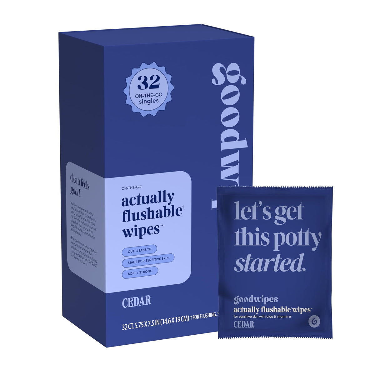 goodwipes Flushable Wipes for Women - Shea-Coco Individually Wrapped Travel Butt Wipes To Go, Mini Purse & Festival Essentials for Adults, pH Balanced for Feminine Hygiene, 32 Count (1 Pack)