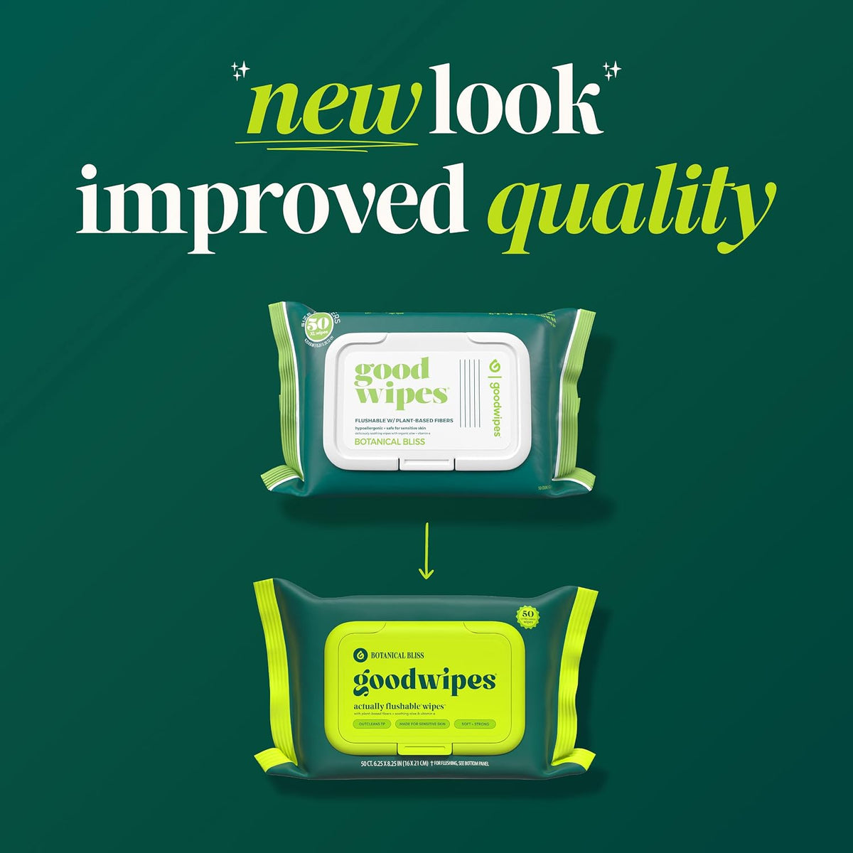 goodwipes Flushable Wipes - Botanical Bliss, 418 Wipes (8 Pack + 1 Travel)