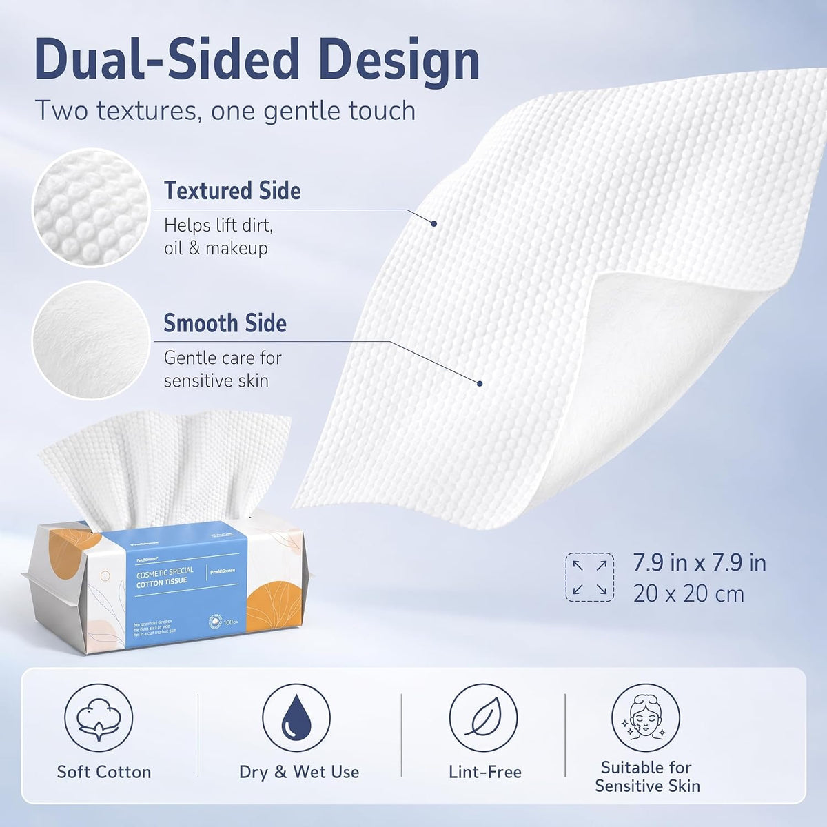PoeticEHome Disposable Face Towels, Soft Dry Wipes, 6 Pack, 600 Count