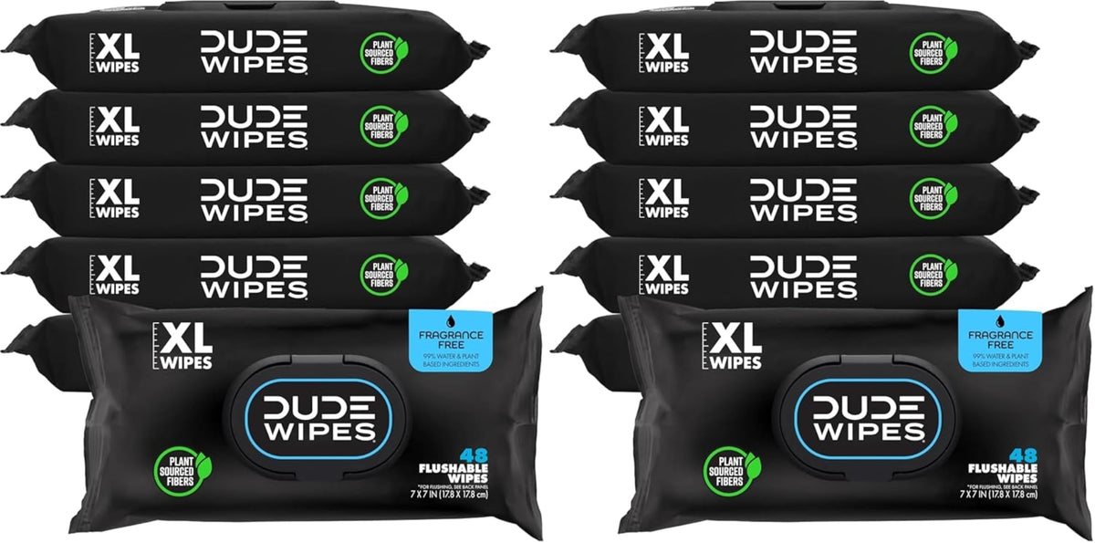 DUDE Wipes Shea BUTTer Adult Flushable Wet Wipes, Moisturizing, 144 Count