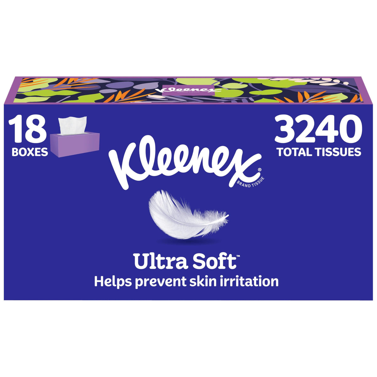 Kleenex Ultra Soft Facial Tissues, 3 Flat Boxes, 120 Tissues per Box