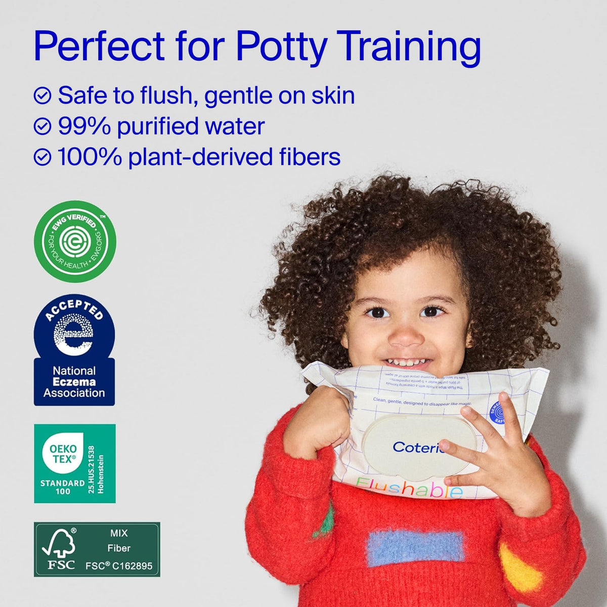 Coterie Flushable Wipes for Sensitive Skin, 4 Packs (224 Count)