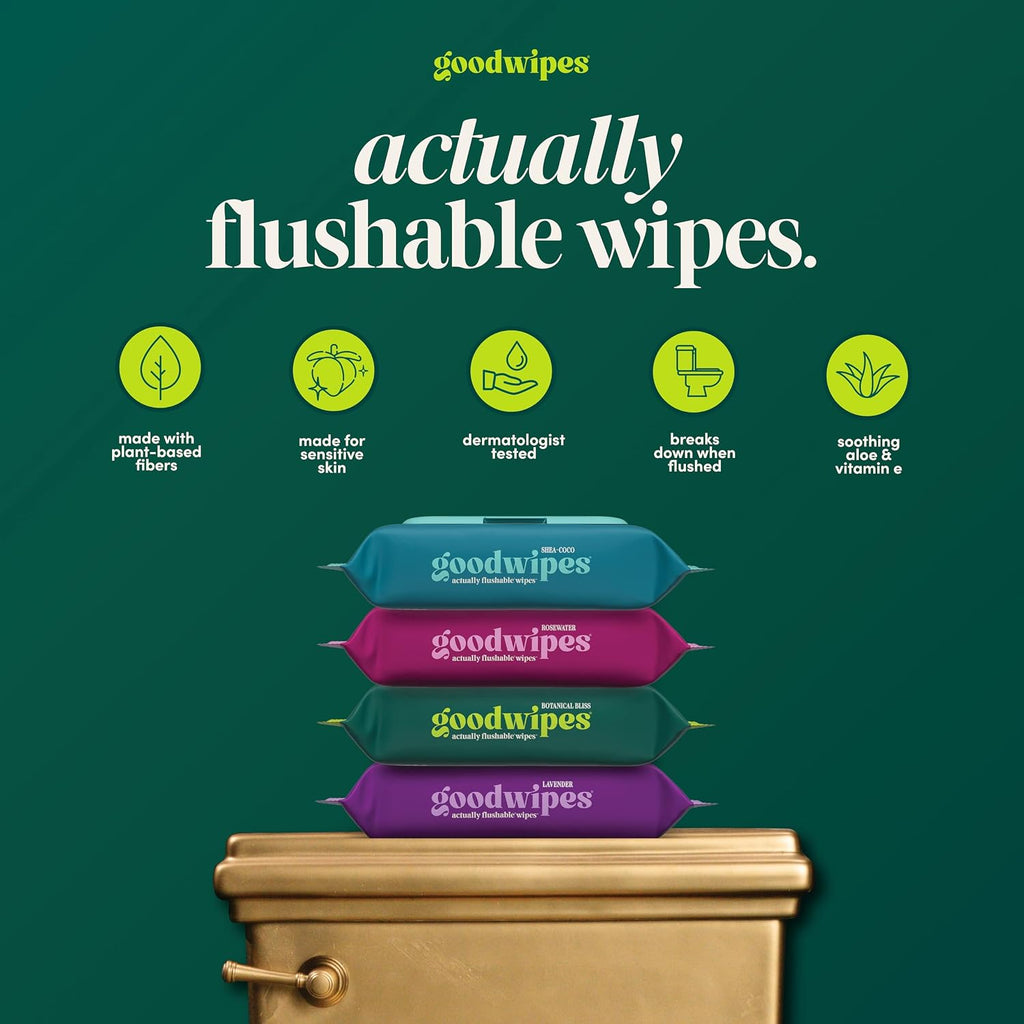 goodwipes Flushable Wipes - Botanical Bliss, 418 Wipes (8 Pack + 1 Travel)