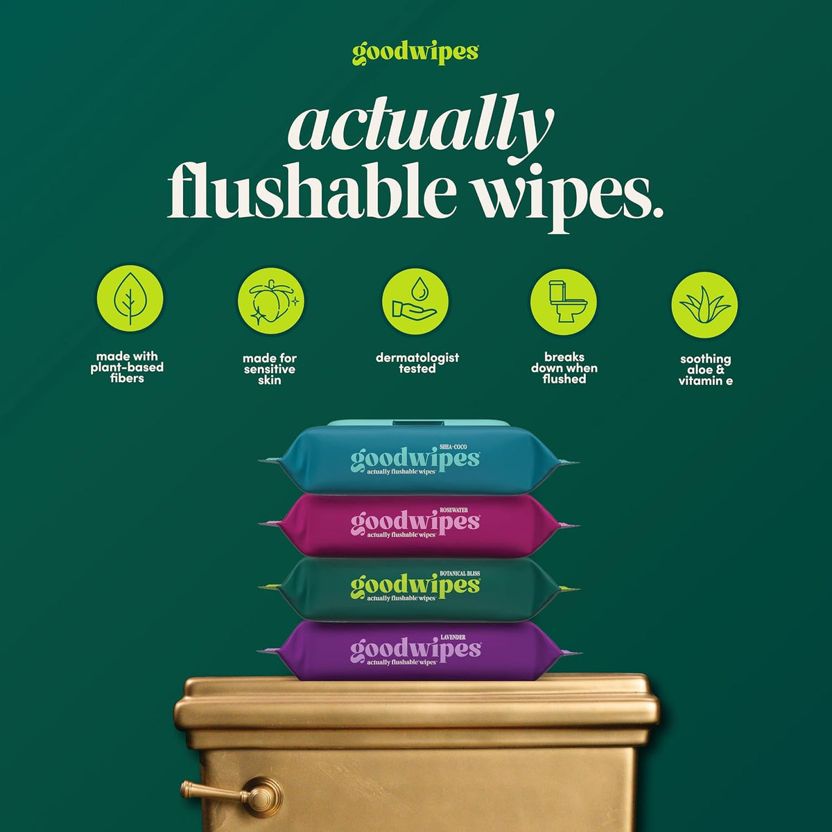 goodwipes Flushable Wipes - Botanical Bliss, 418 Wipes (8 Pack + 1 Travel)